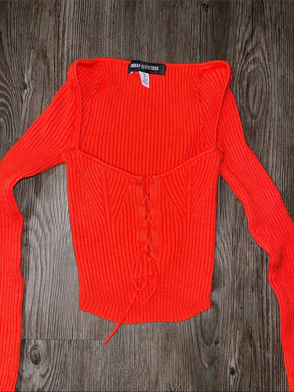 URBAN OUTFITTERS Ribbed Lace-Up Crop Top